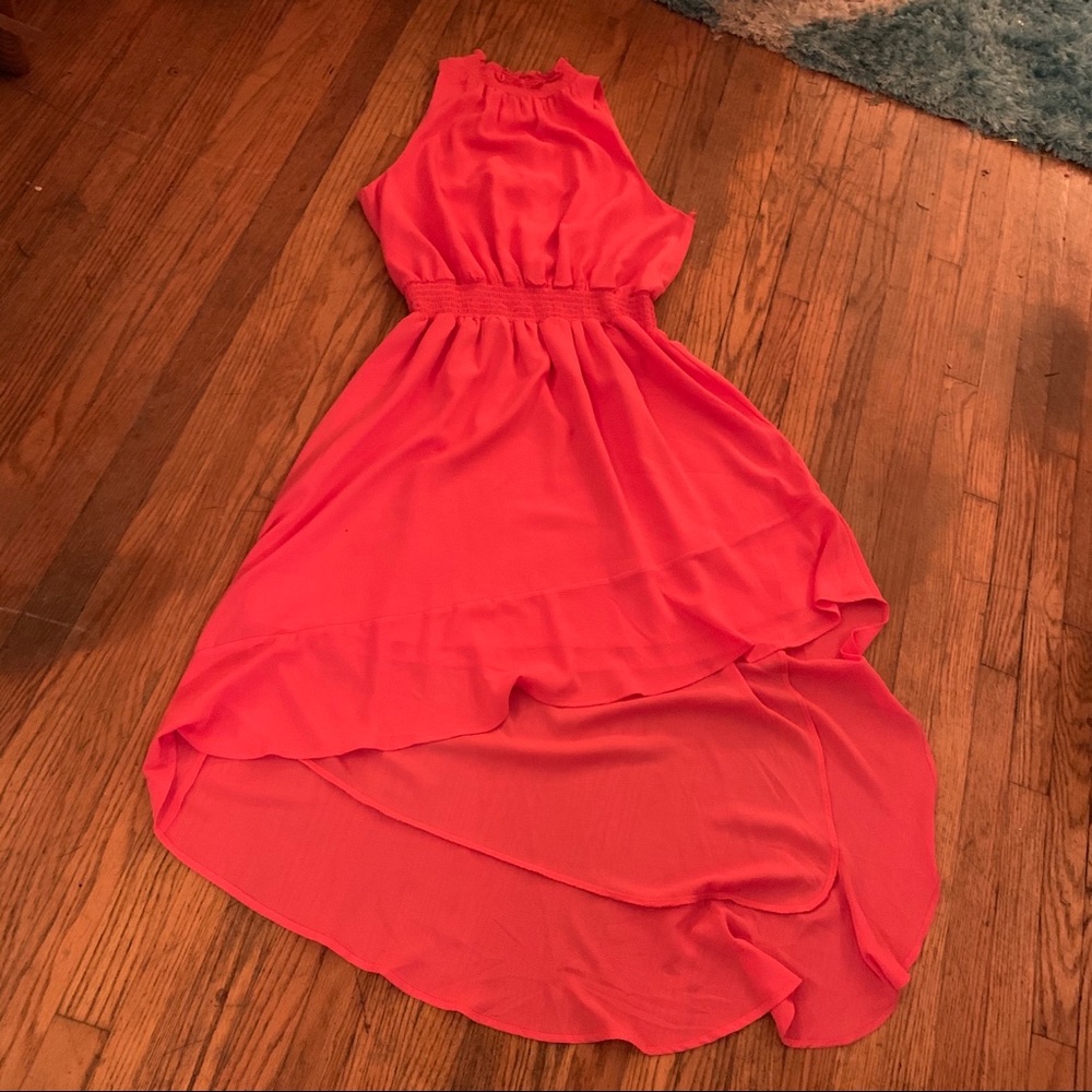 Asymmetrical High Low Coral Pink Dress Sz L